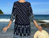 Zeagoo Tunika plażowa damska boho - granatowa, XL – zdjęcie 5