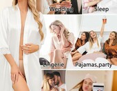 Sopesil Szlafrok damski satynowy kimono - biały, M – zdjęcie 5