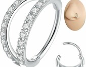 Popuhoops Kolczyk piercing obręcz 316L z cyrkonią - srebrny 8 mm – zdjęcie 1
