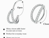 Popuhoops Kolczyk piercing obręcz 316L z cyrkonią - srebrny 8 mm – zdjęcie 3