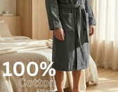 BOSKIMO Szlafrok unisex bawełniany 420 gsm - antracytowy, XL – zdjęcie 4