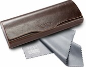 FEFI etui na okulary skórzane – twarde pudełko z zamknięciem magnetycznym, brązowe – zdjęcie 1
