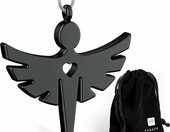FABACH breloczek do kluczy anioł stróż – metalowy brelok z kółkiem, czarny – zdjęcie 1