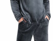 CityComfort piżama męska polarowa XL – komplet bluza i spodnie, ciemny szary – zdjęcie 1