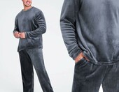 CityComfort piżama męska polarowa XL – komplet bluza i spodnie, ciemny szary – zdjęcie 2