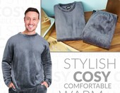 CityComfort piżama męska polarowa XL – komplet bluza i spodnie, ciemny szary – zdjęcie 4