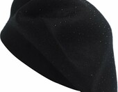 ZLYC beret damski dwustronny – francuski beret wełniany, błyszczący czarny – zdjęcie 4