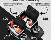 Torba sportowa BeMaxx 40 l z funkcją plecaka, kieszeń na buty, szałwiowa – zdjęcie 2