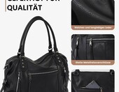 Torba damska TANTOMI na ramię i crossbody, czarna, wiele kieszeni – zdjęcie 4