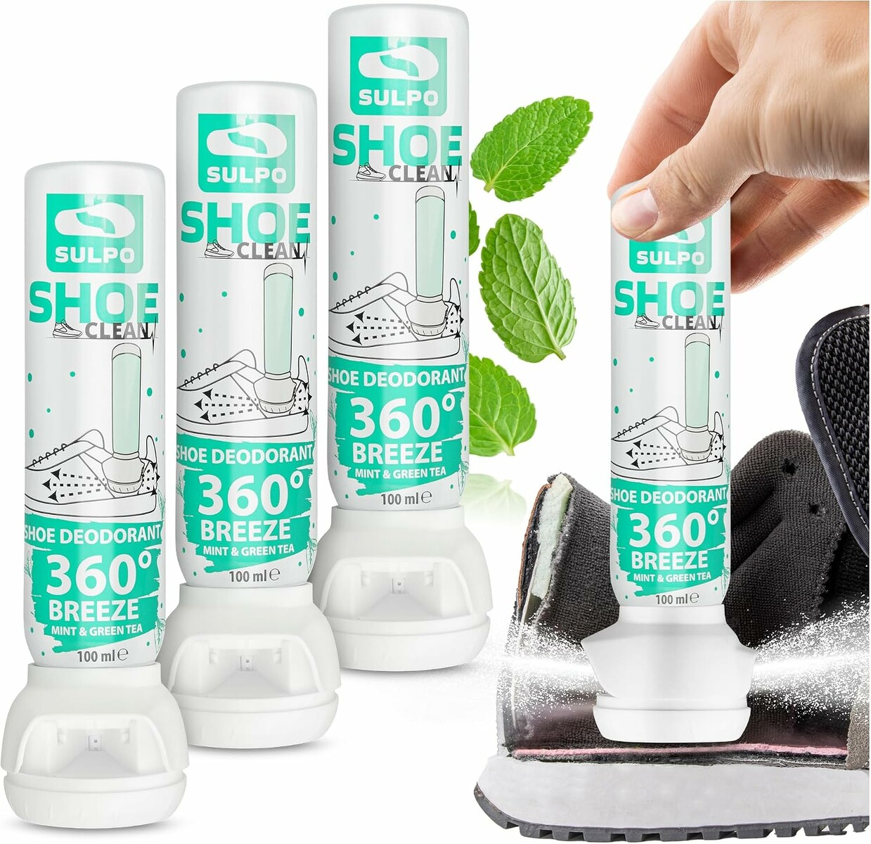 SULPO odświeżacz do butów w sprayu 3x100 ml – neutralizator zapachów