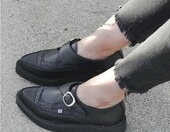 T.U.K. skórzane creepersy unisex – buty na platformie gotyckie – zdjęcie 3