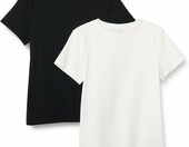 Amazon Essentials t-shirt damski bawełniany, okrągły dekolt, czarno-biały, M – zdjęcie 1