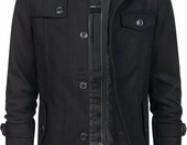 Indicode Brandon płaszcz męski wełniany, krótki, stójka, czarny, 3XL – zdjęcie 1