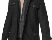 Indicode Brandon płaszcz męski wełniany, krótki, stójka, czarny, 3XL – zdjęcie 3