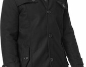 Indicode Brandon płaszcz męski wełniany, krótki, stójka, czarny, 3XL – zdjęcie 4