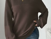 Zeagoo sweter damski oversize, gruba dzianina, brązowy, L – zdjęcie 3