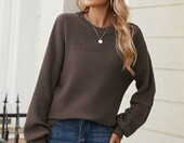 Zeagoo sweter damski oversize, gruba dzianina, brązowy, L – zdjęcie 4