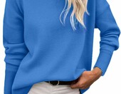 Zeagoo golf damski, sweter z dzianiny, morski błękit, XL – zdjęcie 1