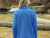 Zeagoo golf damski, sweter z dzianiny, morski błękit, XL – zdjęcie 4