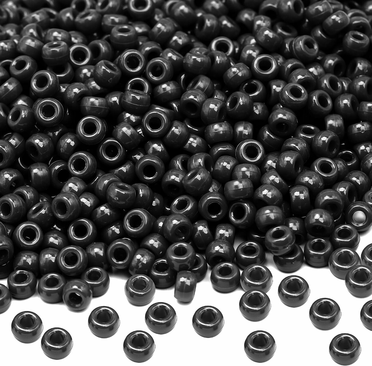 GMMA Koraliki plastikowe pony 6x9 mm – 1000 szt., czarne