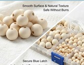 Joysuelly Koraliki naturalne drewniane 6-14 mm – 300 szt., z pudełkiem – zdjęcie 3