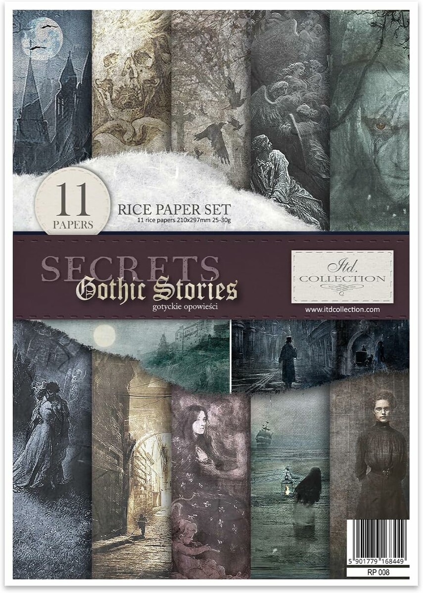 ITD Collection papier ryżowy do decoupage A4 11 arkuszy – Secrets Gothic Stories