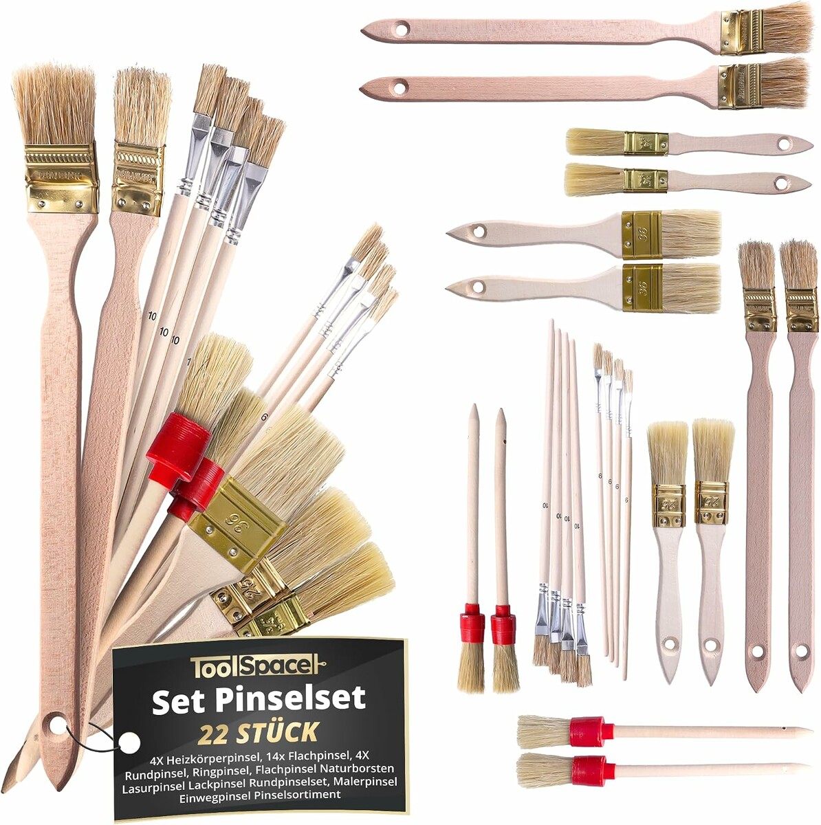 ToolSpace zestaw pędzli 22 szt. – narzędzia do lakierowania i decoupage