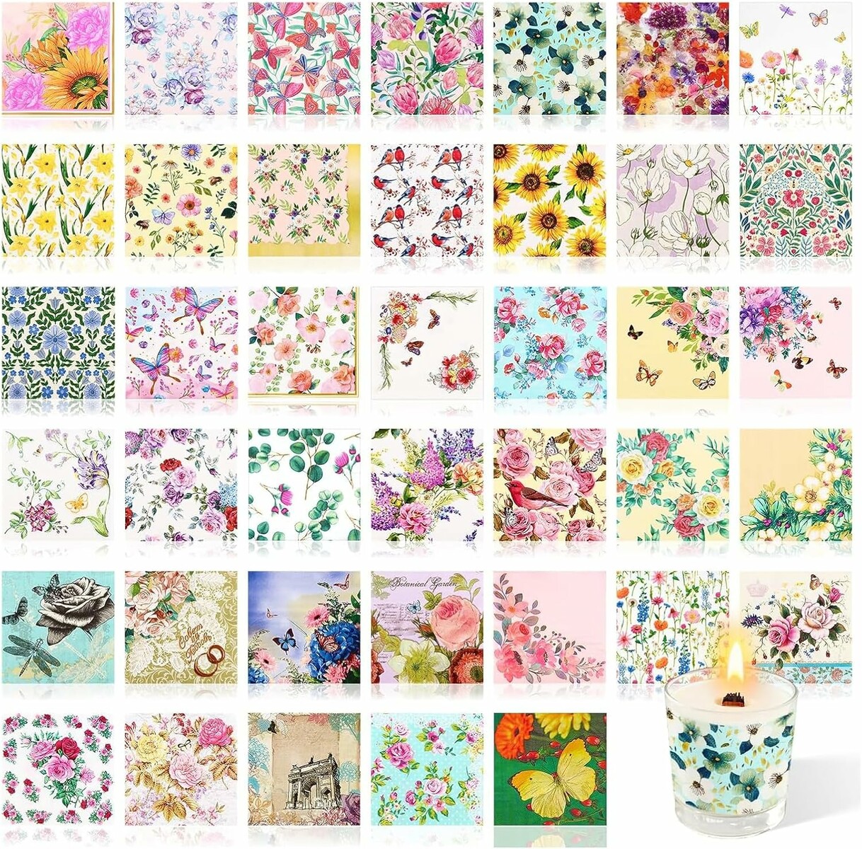 Ticeyubime serwetki do decoupage 80 szt. – wzory kwiatowe