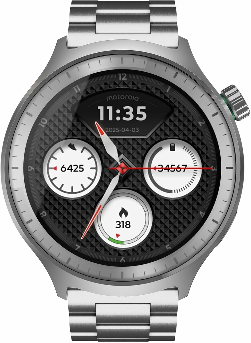 Motorola Moto Watch Premium 47 mm - smartwatch OLED, srebrny