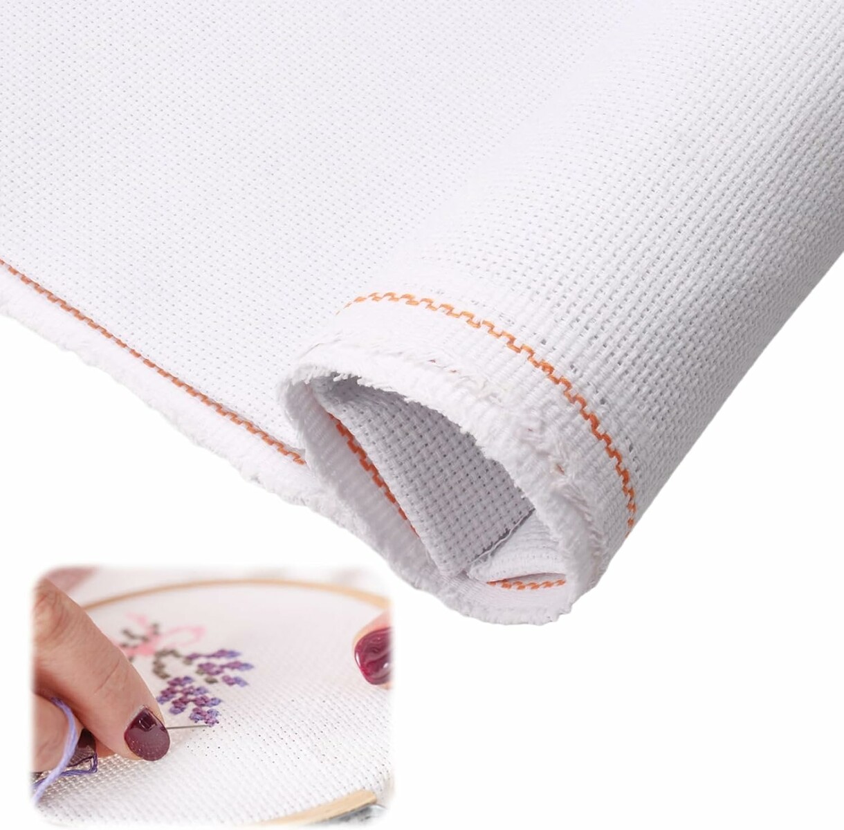 EXIN DECHEN Kanwa Aida 14 ct 150x100 cm - materiał do haftu krzyżykowego, biała
