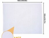 EXIN DECHEN Kanwa Aida 14 ct 150x100 cm - materiał do haftu krzyżykowego, biała – zdjęcie 2