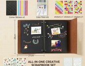 YILEEY album baza scrapbooking 28x21 cm, czarne strony, skóra ekologiczna – zdjęcie 2