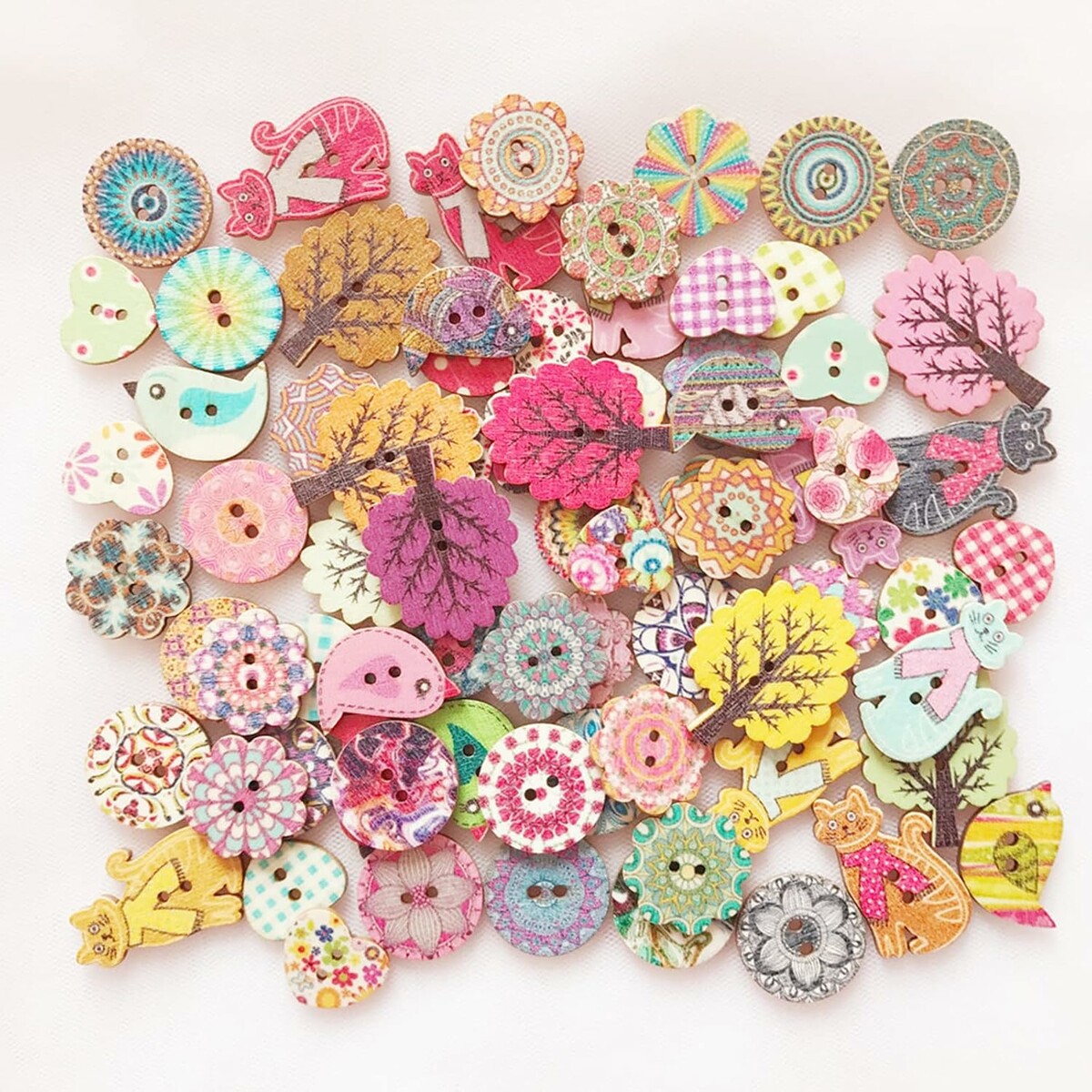 Fayemint 100 drewnianych guzików ozdoby do scrapbookingu