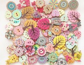 Fayemint 100 drewnianych guzików ozdoby do scrapbookingu – zdjęcie 1