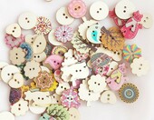 Fayemint 100 drewnianych guzików ozdoby do scrapbookingu – zdjęcie 2