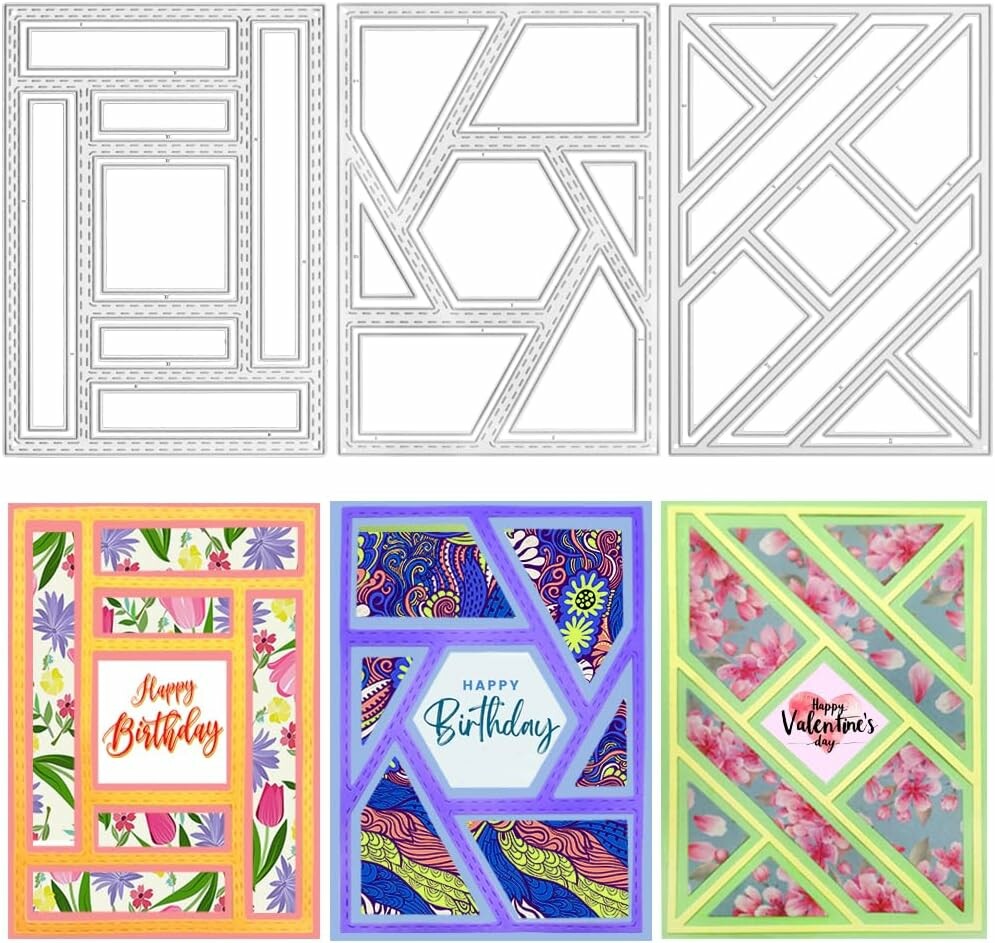 AFUNTA zestaw 3 metalowych wykrojników prostokątnych scrapbooking