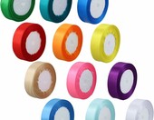 QWORK zestaw 12 satynowych wstążek 25mm x 12m do rękodzieła – zdjęcie 4