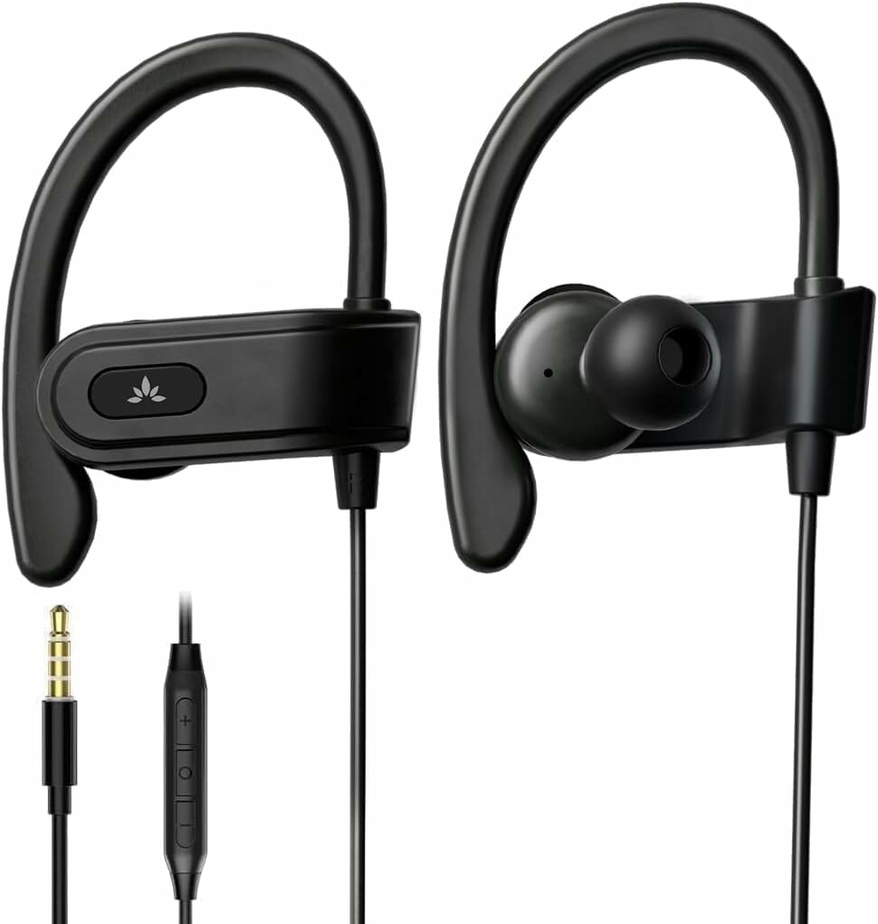 Avantree E171 - sportowe sluchawki przewodowe jack 3,5mm z uchwytem na ucho, czarne