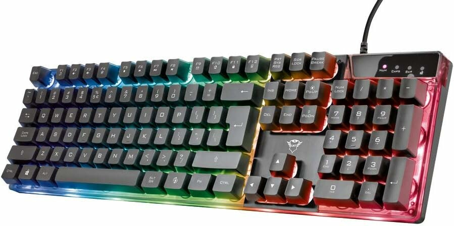 Trust GXT 835 Azor - klawiatura przewodowa dla graczy, podswietlenie RGB, czarna