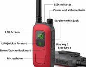 Radioddity PR-T3 - para krotkofalowek PMR446 z latarka, czerwono-niebieskie – zdjęcie 4