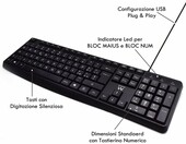 Ewent EW3000 - cicha klawiatura przewodowa USB, pelny rozmiar, czarna – zdjęcie 4