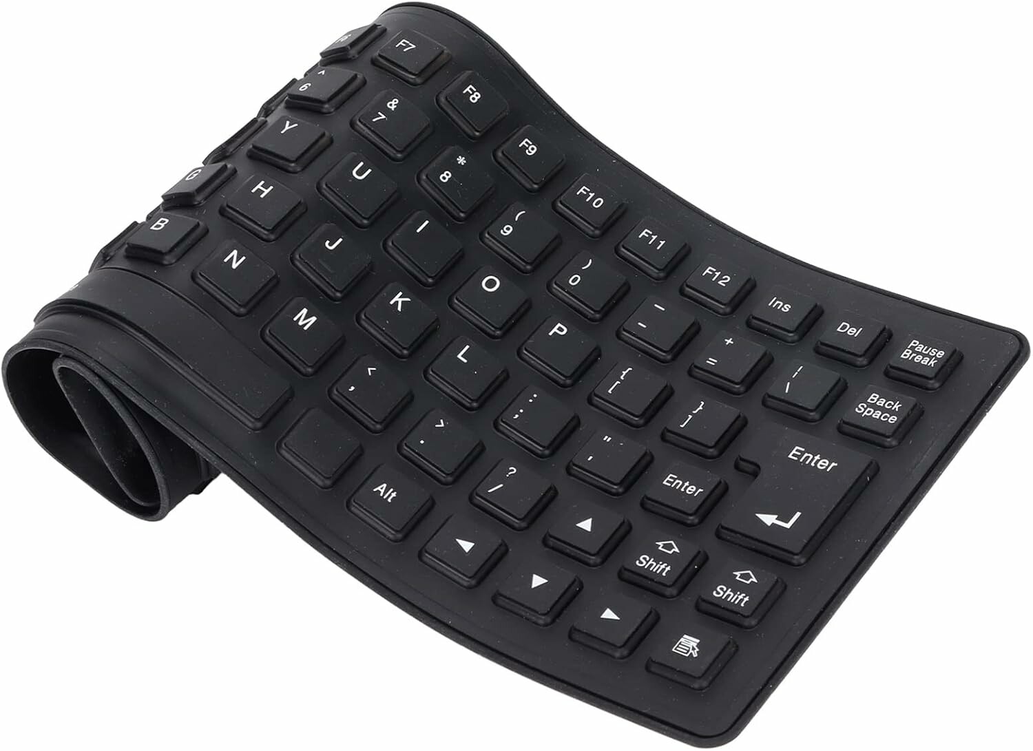 Topiky - skladana silikonowa klawiatura przewodowa USB, czarna