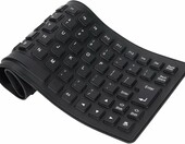 Topiky - skladana silikonowa klawiatura przewodowa USB, czarna – zdjęcie 1