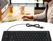 Topiky - skladana silikonowa klawiatura przewodowa USB, czarna – zdjęcie 3