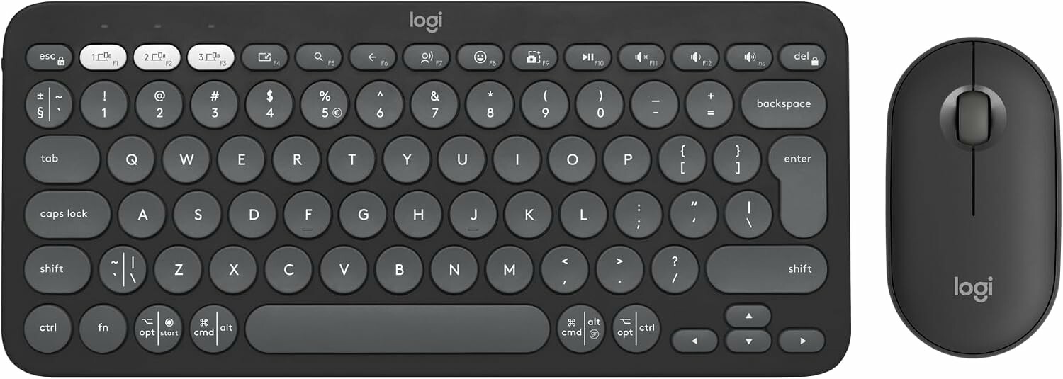 Logitech Pebble 2 Combo - smukły zestaw klawiatura i mysz Bluetooth, grafit