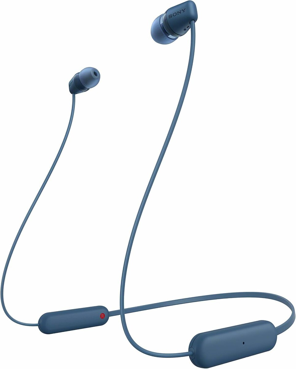 Sony WI-C100 - bezprzewodowe słuchawki douszne Bluetooth, niebieskie