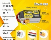 TATTU 6S LiPo 1400 mAh 22,2V 150C XT60 - akumulator do modeli RC – zdjęcie 3