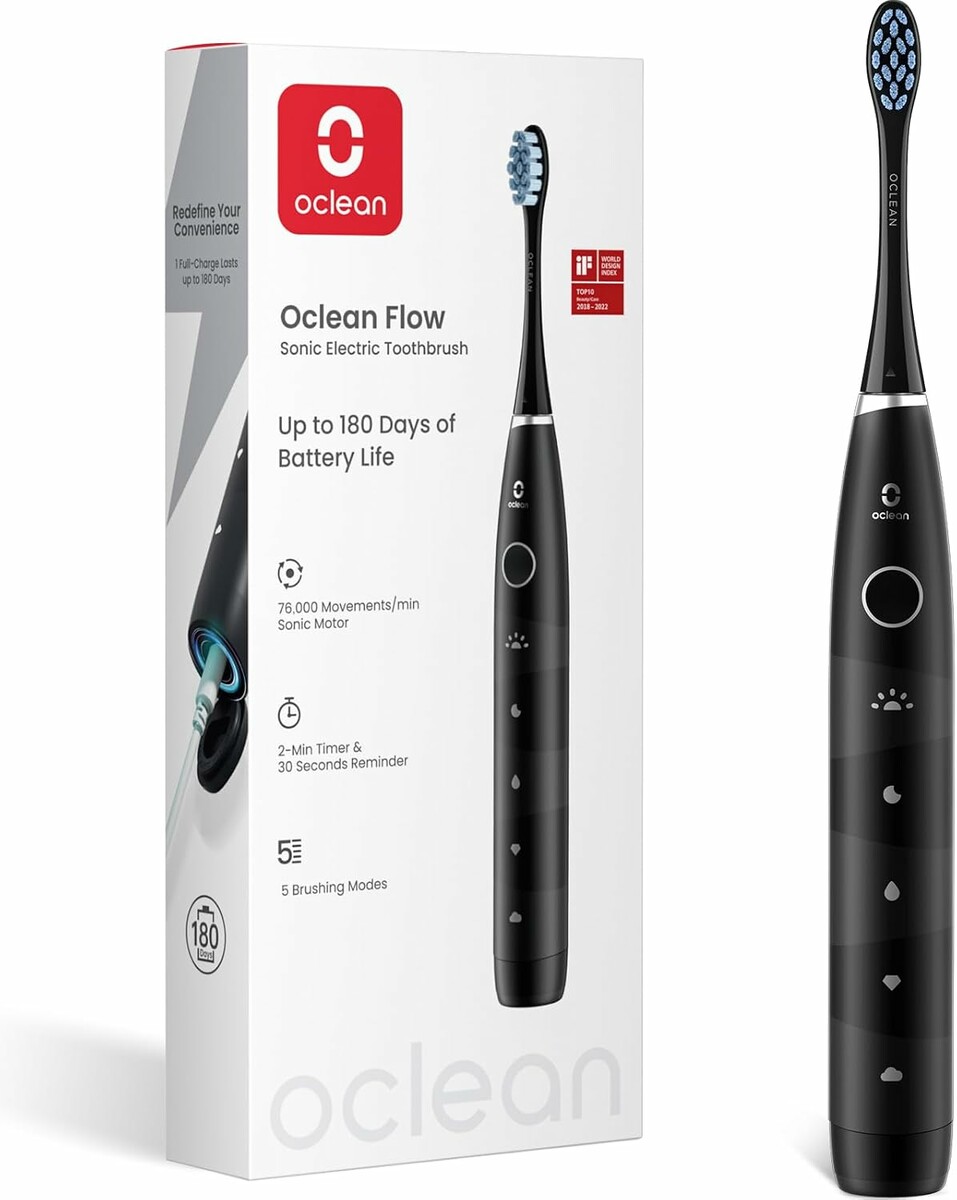 Oclean Flow - szczoteczka elektryczna soniczna z 5 trybami, IPX7, czarna
