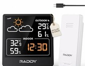 Raddy WF-50V - bezprzewodowa stacja pogodowa z wyświetlaczem 5 cali, czarna – zdjęcie 1