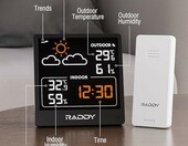 Raddy WF-50V - bezprzewodowa stacja pogodowa z wyświetlaczem 5 cali, czarna – zdjęcie 2